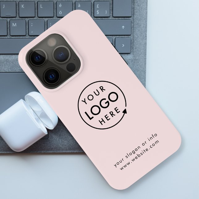 Pink Logo | Business Corporate Modern iPhone Case (Feminine pink company branded iPhone cases for business employees, giveaways & promotional swag.)