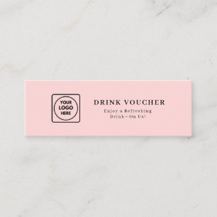 Pink Logo Custom Company Party Drink Voucher Mini Business Card