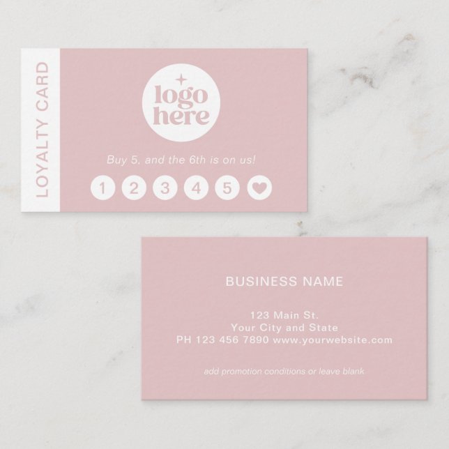 Pink Logo Modern Professional Loyalty Card (Front/Back)