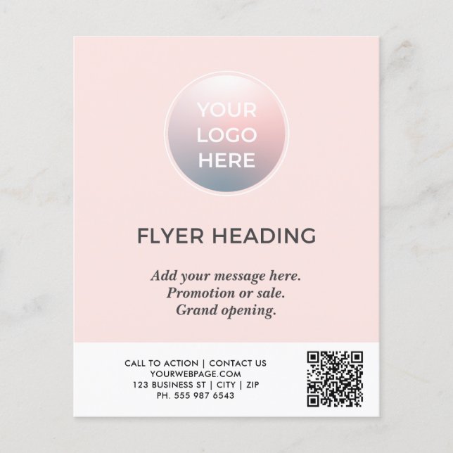Pink Logo QR Code Business Flyer (Front)