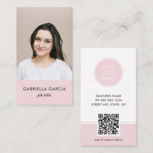 Pink Logo QR Code Photo Professional Business Card