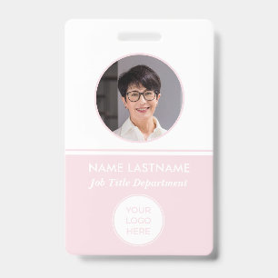 Pink Logo QR Employee ID Badge