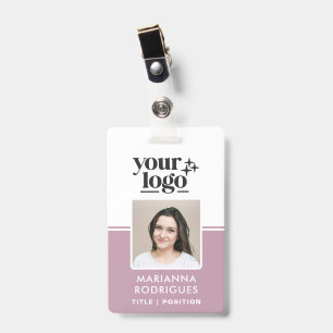 Pink Logo Security Photo Barcode Employee ID Badge