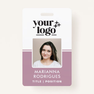 Pink Logo Security Photo Barcode Employee ID ID Badge
