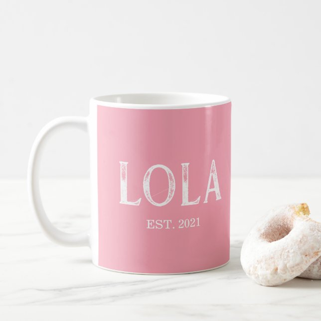 Pink Lola Year Established Coffee Mug (With Donut)