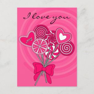 Pink lollipop postcard