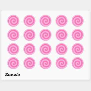 Pink Lollipop Swirl Circle Party Stickers