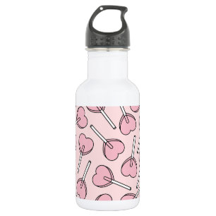 Pink Lollipops, Heart Lollipops, Lollipop Pattern 532 Ml Water Bottle