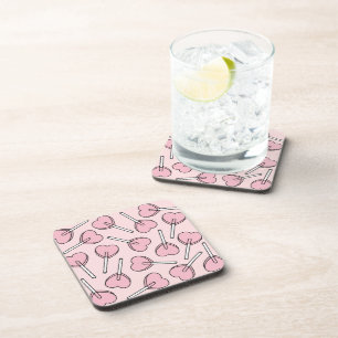 Pink Lollipops, Heart Lollipops, Lollipop Pattern Coaster