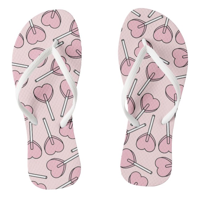 Pink Lollipops, Heart Lollipops, Lollipop Pattern Jandals (Footbed)