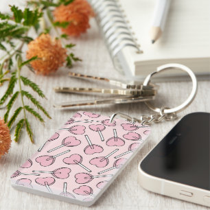 Pink Lollipops, Heart Lollipops, Lollipop Pattern Key Ring