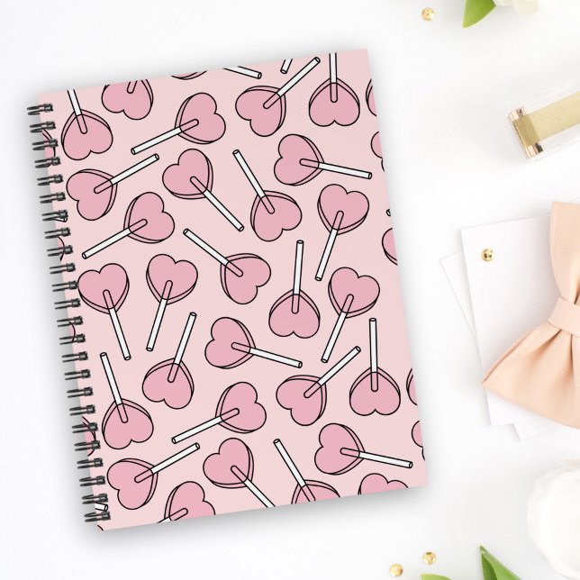 Pink Lollipops, Heart Lollipops, Lollipop Pattern Notebook (Creator Uploaded)