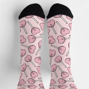 Pink Lollipops, Heart Lollipops, Lollipop Pattern Socks