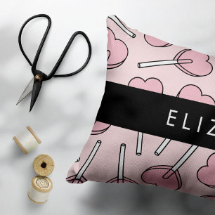 Pink Lollipops, Heart Lollipops, Lolly, Your Name Pillowcase