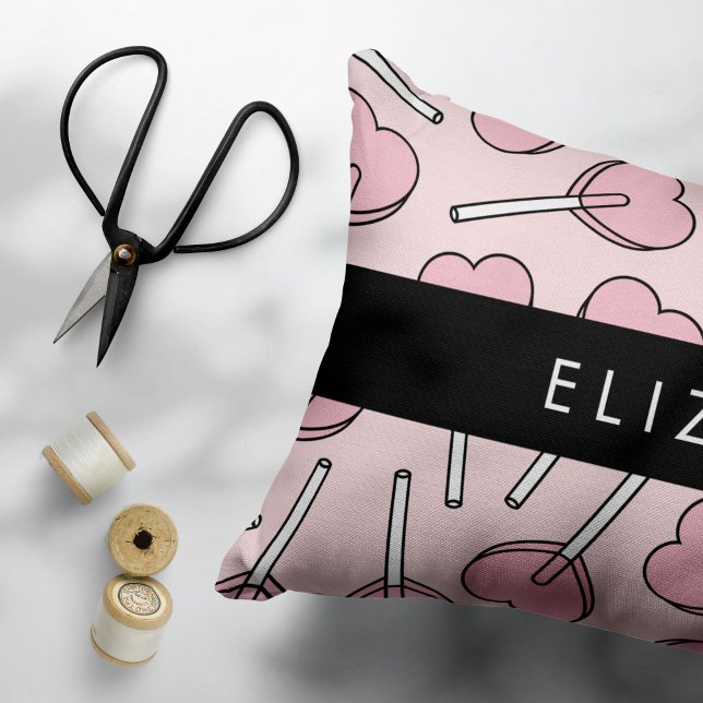 Pink Lollipops, Heart Lollipops, Lolly, Your Name Pillowcase (Creator Uploaded)