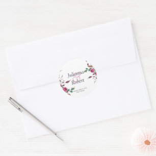 Pink loose floral   classic round sticker