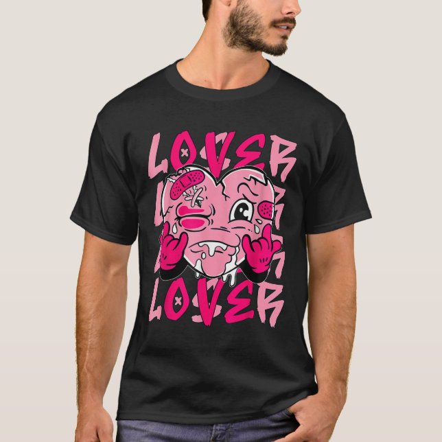 Pink Loser Lover Pink Drip Heart Matching Tee For  (Front)