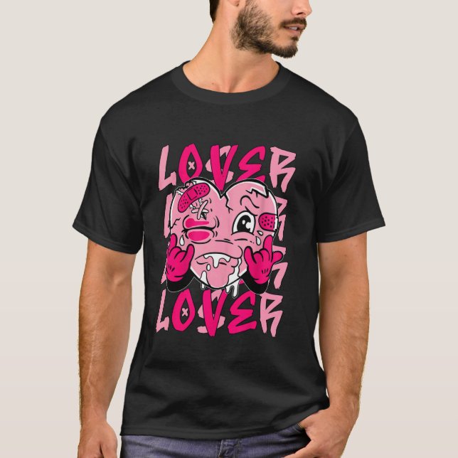 Pink Loser Lover Pink Drip Heart Matching Tee For  (Front)