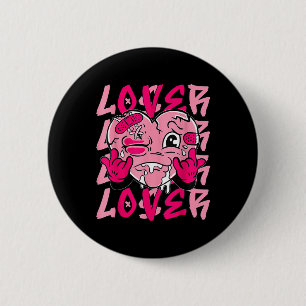 Pink Loser Lover Pink Drip Heart Matching Tee For 6 Cm Round Badge