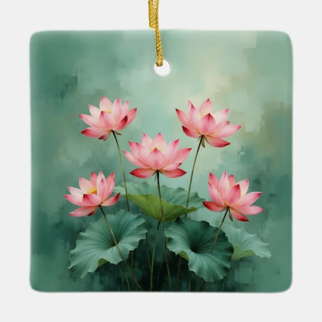 Pink Lotus Artwork  Ceramic Ornament (Front)