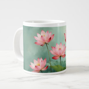 Pink Lotus Artwork Large Coffee Mug