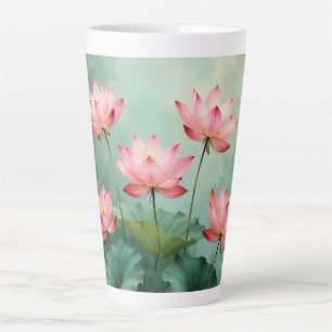 Pink Lotus Artwork Latte Mug