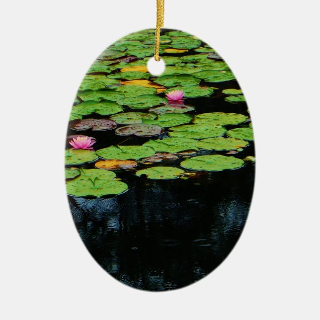 pink lotus black ceramic tree decoration (Front)
