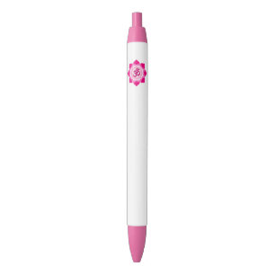 Pink lotus black ink pen