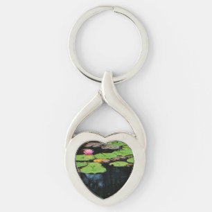 pink lotus black water key ring