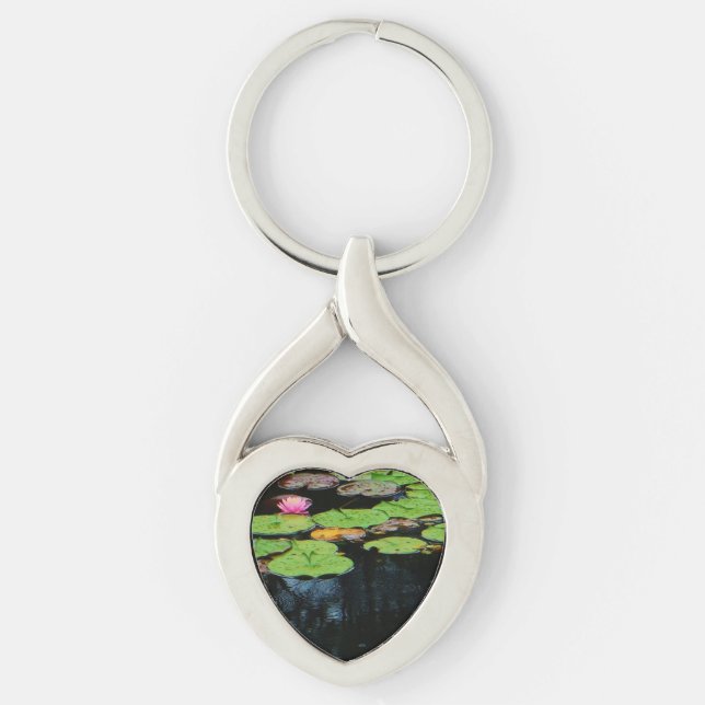 pink lotus black water key ring (Front)