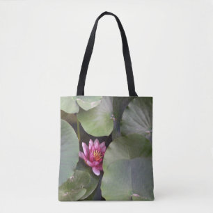 Pink Lotus Blossom among Leaves Photography Tote Bag