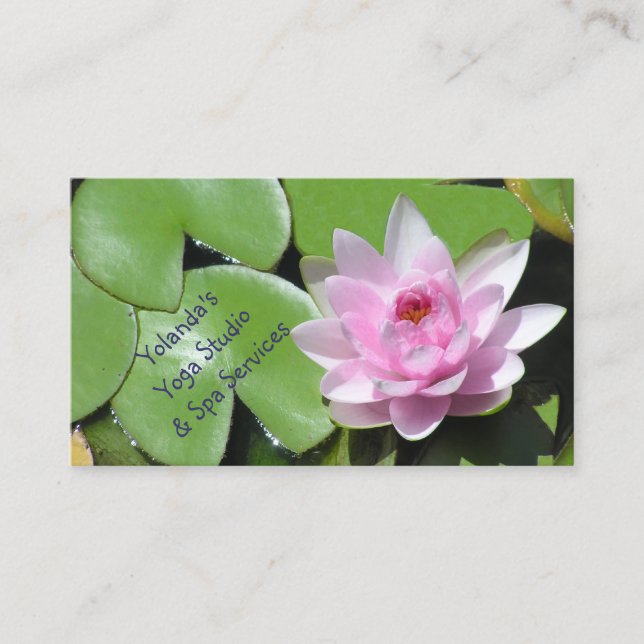 Pink Lotus Blossom and Green LilyPads,Customisable Business Card (Front)