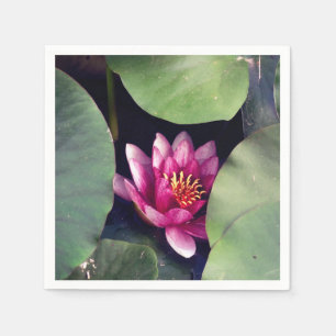 Pink Lotus Blossom Green foliage Napkin