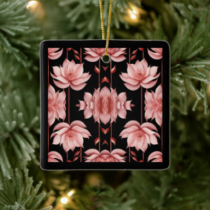 Pink Lotus Classic Ceramic Ornament