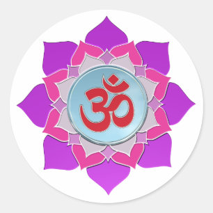 Pink lotus classic round sticker