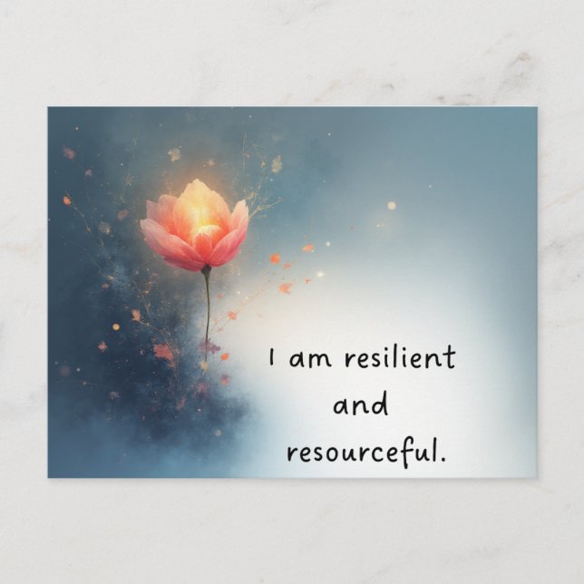 Pink Lotus Empowering Affirmation for Self-Growth Postcard (Front)