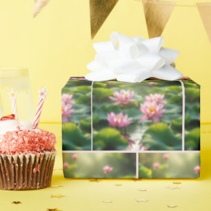 Pink Lotus Floating In a Pond Wrapping Paper