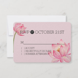 Pink Lotus Floral RSVP Card