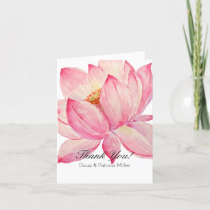 Pink Lotus Floral Thank You Card
