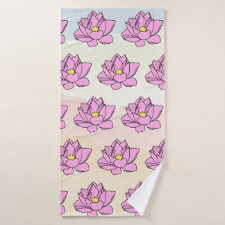 Pink Lotus Flower Art Bath Towel