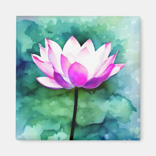 Pink lotus flower art magnet