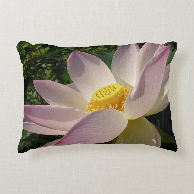 Pink Lotus Flower III Summer Floral Decorative Cushion (Front)