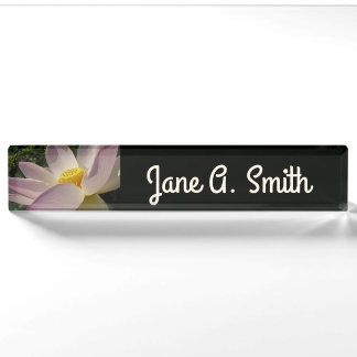 Pink Lotus Flower III Summer Floral Nameplate