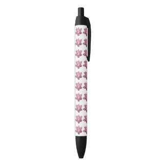 Pink Lotus Flower IV Black Ink Pen