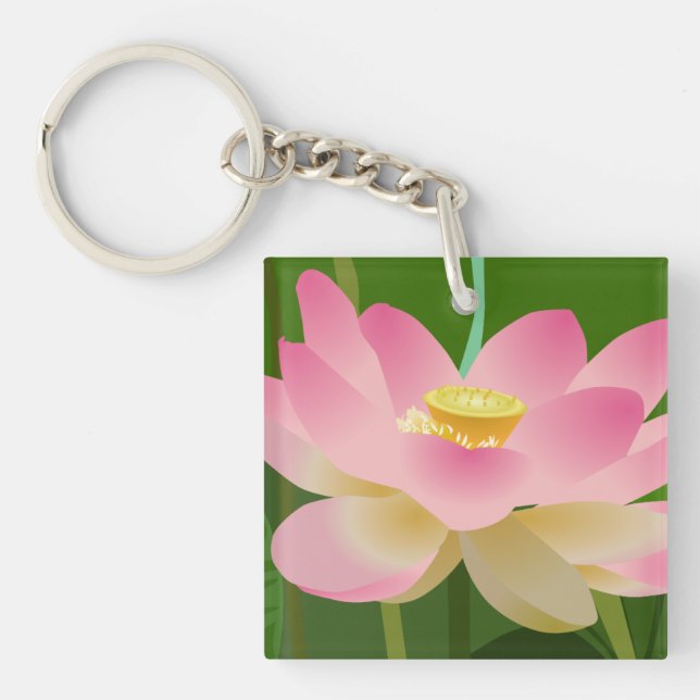 Pink Lotus Flower Keychain (Front)