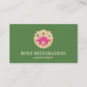 Pink Lotus Flower Massage Therapist Natural Health Business Card