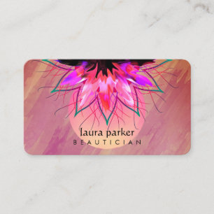 Pink Lotus Flower Massage Yoga Teacher Business Card