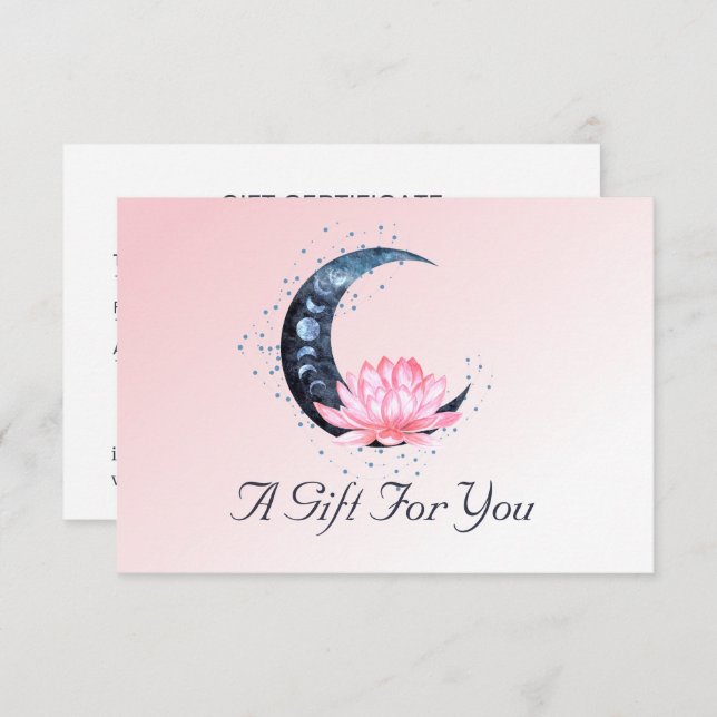Pink Lotus Flower Moon Business Gift Certificate (Front/Back)