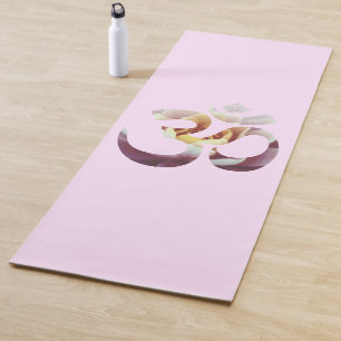 Pink Lotus Flower Om Mantra Yoga Mat Meditation