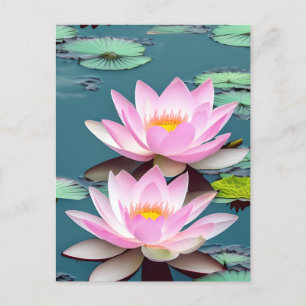 Pink Lotus Flower On Water Postcard